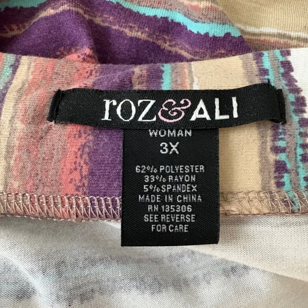 Roz & Ali Womens‎ 3X Maxi Skirt Multi Color Striped Jersey Knit Elastic Waist